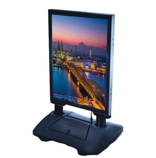 Kundenstopper WindPro LED Premium wasserfest silber DIN A1