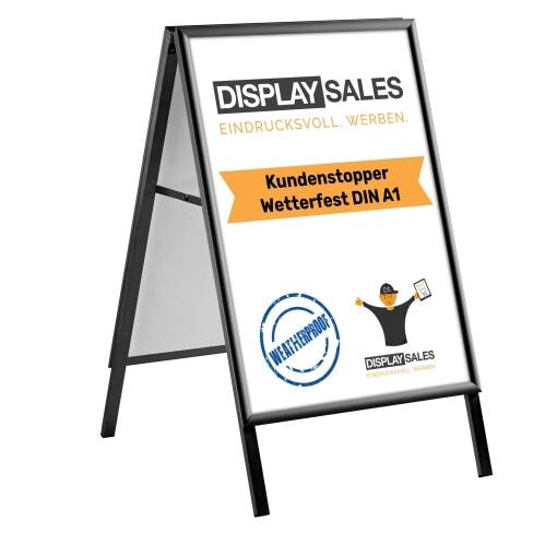 Kundenstopper Slim Wetterfest 25mm Gehrungsprofil schwarz A1 hauptbild